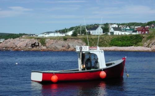 Bonus red boat, Neils Harbor, Cape Breton Island, Nova Scotia